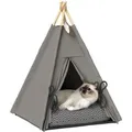 PawHut Katzenzelt Polyester Schaumstoff Grau 60L x 60B x 76H cm