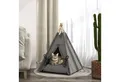 PawHut Tierbett mit abnehmbar und waschbar Kissen, rutschfestem Boden, Spielball, Oxfordstoff, für Katzen unter 5kg, Mini Hunde, 60 x 60 x 76 cm, Grau