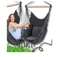 QLS Hängesessel Boho-Stil 130x100 cm mit 2 Kissen Hängestuhl bis 200 kg graphit
