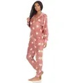 Normann Pyjama Damen Schlafanzug Einteiler Jumpsuit Overall Sterneoptik rosa 40/42