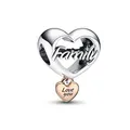 PANDORA Love You Family Herz Charm aus Sterling-Silber und rosévergoldeten Metalllegierung, Moments Collection, kompatibel Moments Armbändern, 782326C00