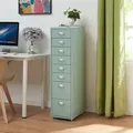 Rollcontainer Kökar mit 8 Schubladen 109x28x41 cm Mintgrün [en.casa]