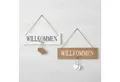 Levandeo® Wandbild, 2er Set Willkommensschilder MDF Holz Herz Türschild Willkommen