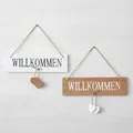 2er Set Willkommensschilder MDF Holz Herz Türschild Willkommen Landhaus Deko