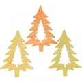 Streudeko Weihnachten Tannenbaum Holz Orange 4cm 72 Stk, 72 Stück