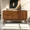 Sideboard Lowboard aus Kiefer massiv 2 Türen Kastanie skandinavisch Retro