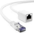 deleyCON 1m CAT7 Patchkabel Verlängerung für Ethernet LAN Netzwerkkabel - CAT 7 Rohkabel mit RJ45 Stecker auf RJ45 Buchse S/FTP Kupfer PiMF 600MHz - Weiß