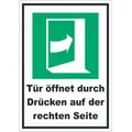 HB-Druck Tür öffnet durch Drücken auf der rechten Seite Aufkleber A6 (105x148mm)