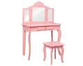 COSTWAY Schminktisch, Kinder, mit Hocker & Abnehmbarer Spiegel, 70x34x103cm