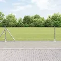 vidaXL Euro-Zaun mit 13 Flanschkasten 0,6x25 m verzinkter Stahl