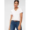 Tommy Hilfiger T-Shirt HERITAGE V-NK TEE mit Tommy Hilfiger Logo-Flag auf der Brust weiß L (40)