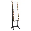 vidaXL Standspiegel, Spiegel hinten mit viel Stauraum, Schminkspiegel mit LED Beleuchtung, Flurspiegel Ganzkörperspiegel Garderobenspiegel, Schwarz