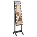 Standspiegel mit LED Schwarz 34x37x146 cm