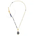 JEWELS BY LEONARDO Halskette Clip & Mix Charlene • 3 tlg. Set aus goldfarbenem Edelstahl • Kette 50 cm • Armband 19 cm • Anhänger 4 cm • Glas, Perle & Blaufluss • Schmuck Geschenk für Frauen • 025598