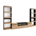 Skraut Home Wohnwand, Schwarz, Eiche, Holzwerkstoff, Rechteckig,Rechteckig, 320x186x35 cm, Wohnzimmer, Wohnwände, Wohnwand-Sets