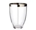 EDZARD Vase Charlotte, rund, Höhe 24 cm, Durchmesser 19 cm, mundgeblasenes Kristallglas mit Platinrand - Glas Vase, Blumenvase, Moderne Tulpenvase