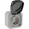ChiliTec 20468 Feuchtraum Steckdose, IP44 250V/ 16A, inkl. AP-Rahmen, grau - Grau