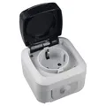 ChiliTec Feuchtraum Steckdose, IP44 250V AC 16A, inkl. Aufputz Rahmen grau AP