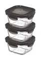 LocknLock: 3x Boroseal quadratisch 300ml grauer Deckel (LLG205G/3)