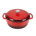Amazon Basics Rund, Schmortopf aus emailliertem Gusseisen, 5.7 l, Rot