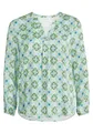 Cartoon Damen Blusenshirt mit Muster 36, Green/Blue