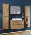 VCM 5-tlg. Waschplatz Waschtisch | Waschbecken Unterschrank Breite 80 cm | Badmöbel Set mit Schubladen Drehtüren Spiegel | Lendas XL