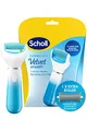 Scholl Velvet Smooth Elektrische Fußfeile mit Peeling-Nachfüllpackung, Blau