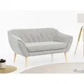 MKS MÖBEL Sofa PIRS-2 Sitzer, Set, Sofa 2-sitzer, T30-Schaum, Skandinavischer Stil, Gesteppte Polsterung, Holzbeine grau