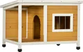 PawHut Hundehütte, Tannenholz, Kleintierhaus, Hundehaus mit Terrasse, Orange