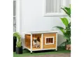 PawHut Hundehütte Hundehaus mit Terrasse und aufklappbarem Asphaltdach, Orange 85,5 x 62 x 60 cm
