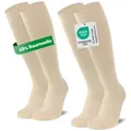 MEDOLY Kompressionsstrümpfe mit 65% Baumwolle, Reisestrümpfe (2 Paar) Stützstrümpfe mit Kompression beige 47/50