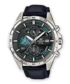 Casio Edifice Herren Massives Edelstahlgehäuse und Lederarmband Uhrenarmband EFR-556L-1AVUEF, Blau-schwarz