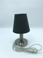 Tischleuchte Mats II, Nickel matt, grauer Stoffschirm, Touch On/Off, E14