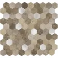 Dalsys Selbstklebende Fliesen 0,88m² 11 Stück Hexagon Beige Silber