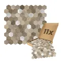 Dalsys Wandpaneele selbstklebend, Hexagon Muster 0,88m², 11 Stück Beige Silber Wandverkleidung feuchtigskeitsbeständig, Premium Qualität für Bad und Küche