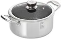 HENSSLERS Kochtopf, Edelstahl (2-tlg), Ø 20 cm, 2,8 Liter, 3-Schicht Material mit Wabenstruktur, Induktion
