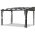 Terrassenüberdachung Mit Polycarbonat-dachplatten 'melanie', Grau, 400 X 300 X 214 Cm (l X B X H) - Leco