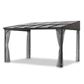 LECO Terrassenüberdachung – freistehende 3 x 4 m Überdachung mit wasserdichtem Hardtop-Dach (Polycarbonat-Doppelstegplatten) und verschließbaren Seitenteilen - lichtgrau