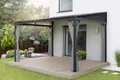Leco Anbaupavillon Terrassenüberdachung Melanie - ca. 12 m2 frei nutzbare Fläche, mit 4 Seitenteilen, (inklusive Polyester Seitenteilen in lichtgrau), freistehend 3 x 4 m