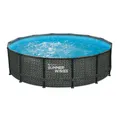 Summer Waves Elite Frame Pool Rattan Grau Ø 427x107 cm