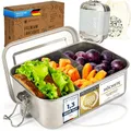 Dimono® Lunchbox Brotdose 850ml Auslaufsichere Bento-Box Brotzeit-Dose aus Edelstahl; Wasserdichte Nachhaltige Dose mit Fächer & Dichtungen