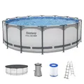 Frame Pool - Set mit Filterpumpe Swimmingpool Lichtgrau Ø 427 x 122 cm