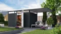 Karibu Gartenhaus "Metall mit Lichtband aus Kunststoff, Østen 3 SET", in verschiedenen Farben, mit Anbaudach 2,25 m breit anthrazit ohne Fußboden