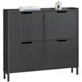 SoBuy Schuhkipper FSR177, Schuhschrank, Flurschrank Hoch Kommode für Diele, Flur, Schuhschrank schmal Schuhregal Schuhkommode Schuhablage schwarz 100 cm x 91 cm x 19 cm