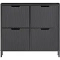 Fsr177-l-sch Schuhkipper Mit 4 Klappen Schuhschrank Schmal Schuhregal Mit 8 Ablageflächen Schuhkommode Schuhablage Schwarz Bht Ca. 100x91x19cm - Sobuy