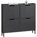 SCHUHSCHRANK schmal mit 4 Klappen 100x91x19cm Schwarz