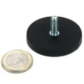 magnets4you Starkes Magnetsystem Neodym Ø 43 mm gummiert mit Gewinde M6x15 hält 10 kg, Gewindezapfen, Außengewinde, starker Halt durch Neodym-Magnete und kein Verkratzen durch Gummierung