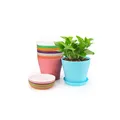 KINGLAKE 8 Stück 10cm Blumentöpfe Pflanztöpfe Klein, übertopf Pflanztopf Anzucht Plastik mit Untersetzer, Blumentopf kunststoff Set, Topf Kleine Flower Pot für Pflanzen Kakteen Sukkulenten-Bunt