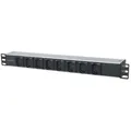 Intellinet 19" 8-fach Steckdosenleiste mit C13-Kaltgerätesteckdosen und Kabelklemmen, PDU mit abnehmbarem Stromkabel (2 m) und rückseitigem C20-Stromeingang, 1 HE