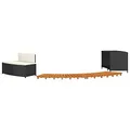 vidaXL Whirlpool Umrandung, Whirlpool Einfassung mit viel Stauraum, Whirlpool Verkleidung mit 1 Sitzpolster 1 Rückenkissen, Whirlpool Regal Whirlpool Stufe, Schwarz Poly Rattan Massivholz Akazie